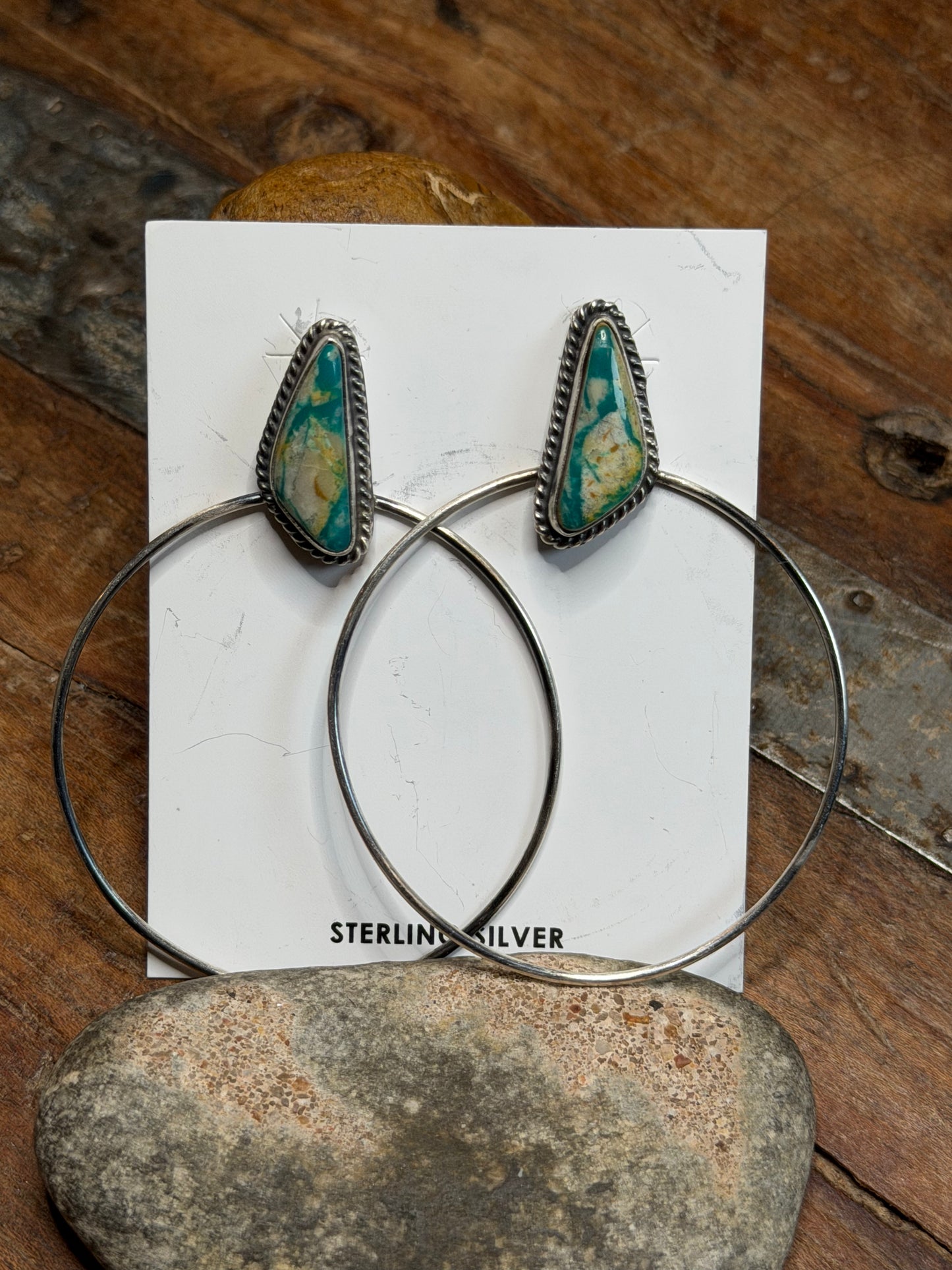 JoAnn - Turquoise Stud Earrings w Silver Hoops