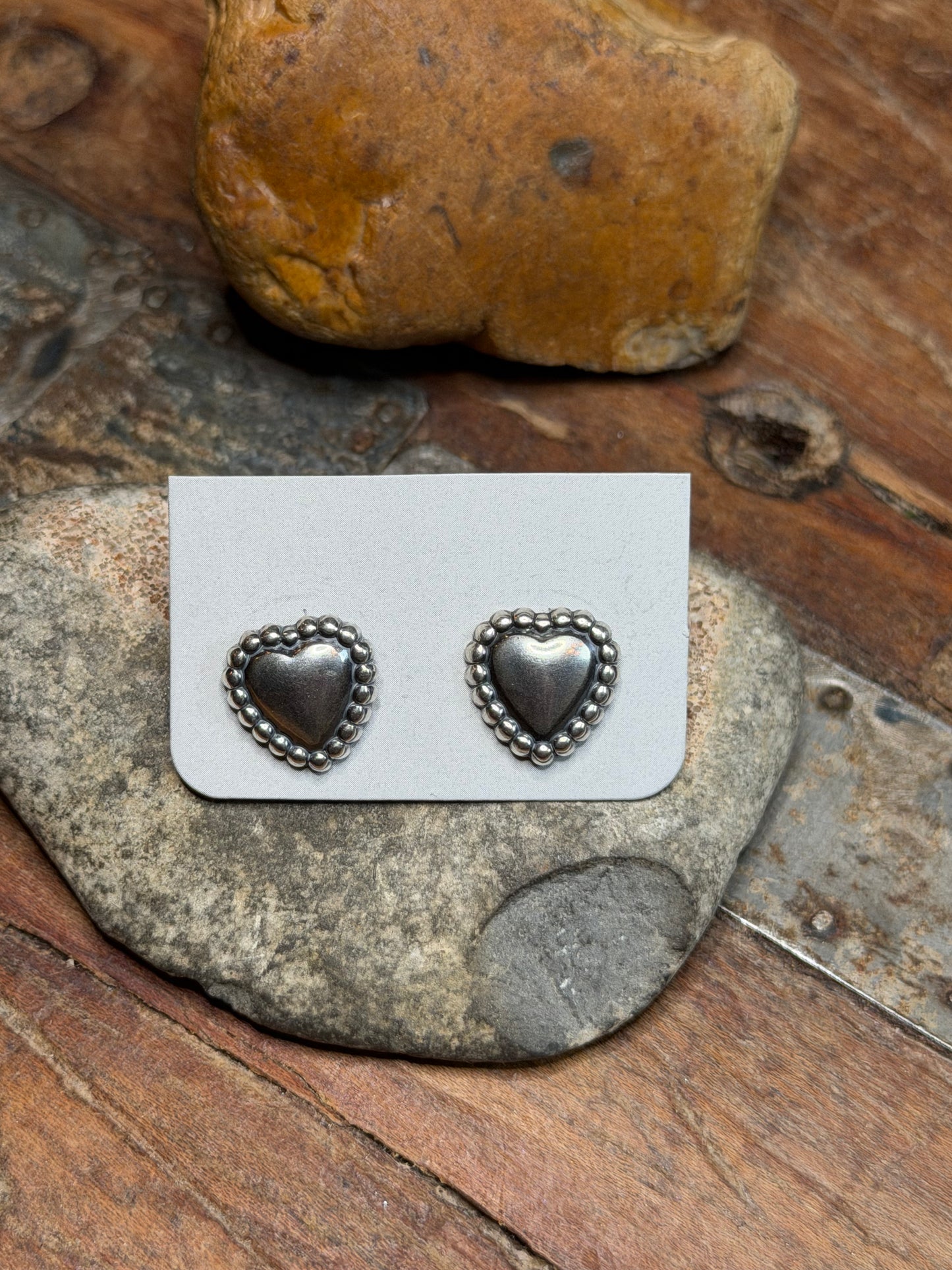 Ashley - Silver Heart Stud Earrings