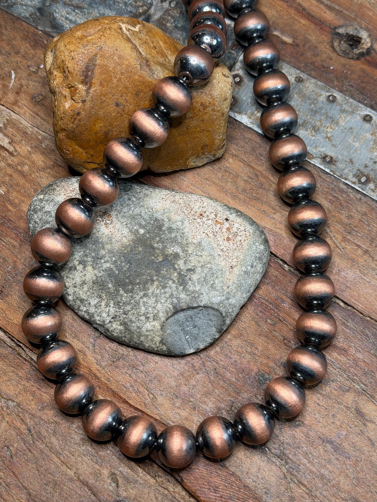 11.93mm Machine Made Beaded Copper Necklace - 20" Long