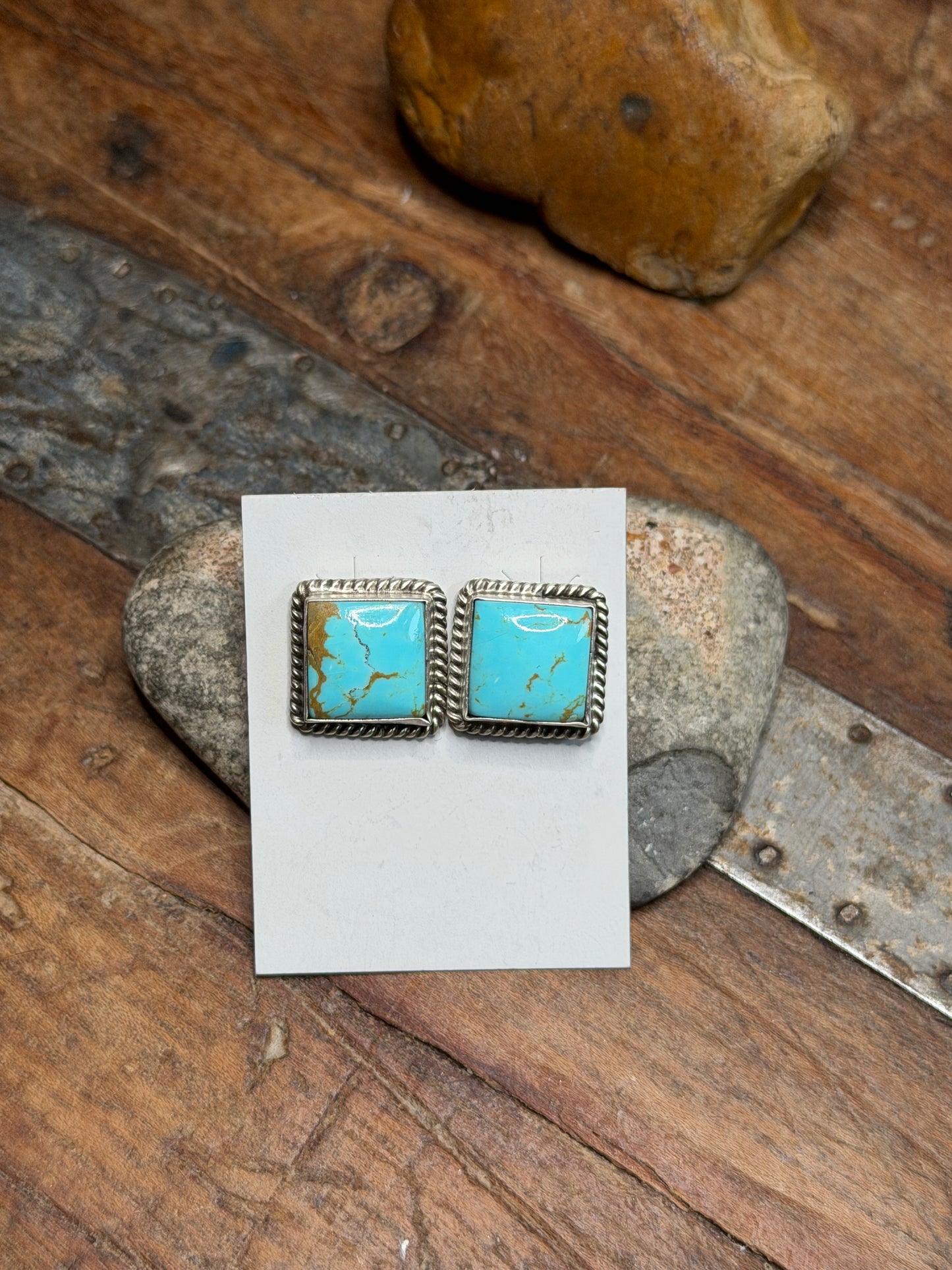 Abby_G - Turquoise Square Stud Earrings
