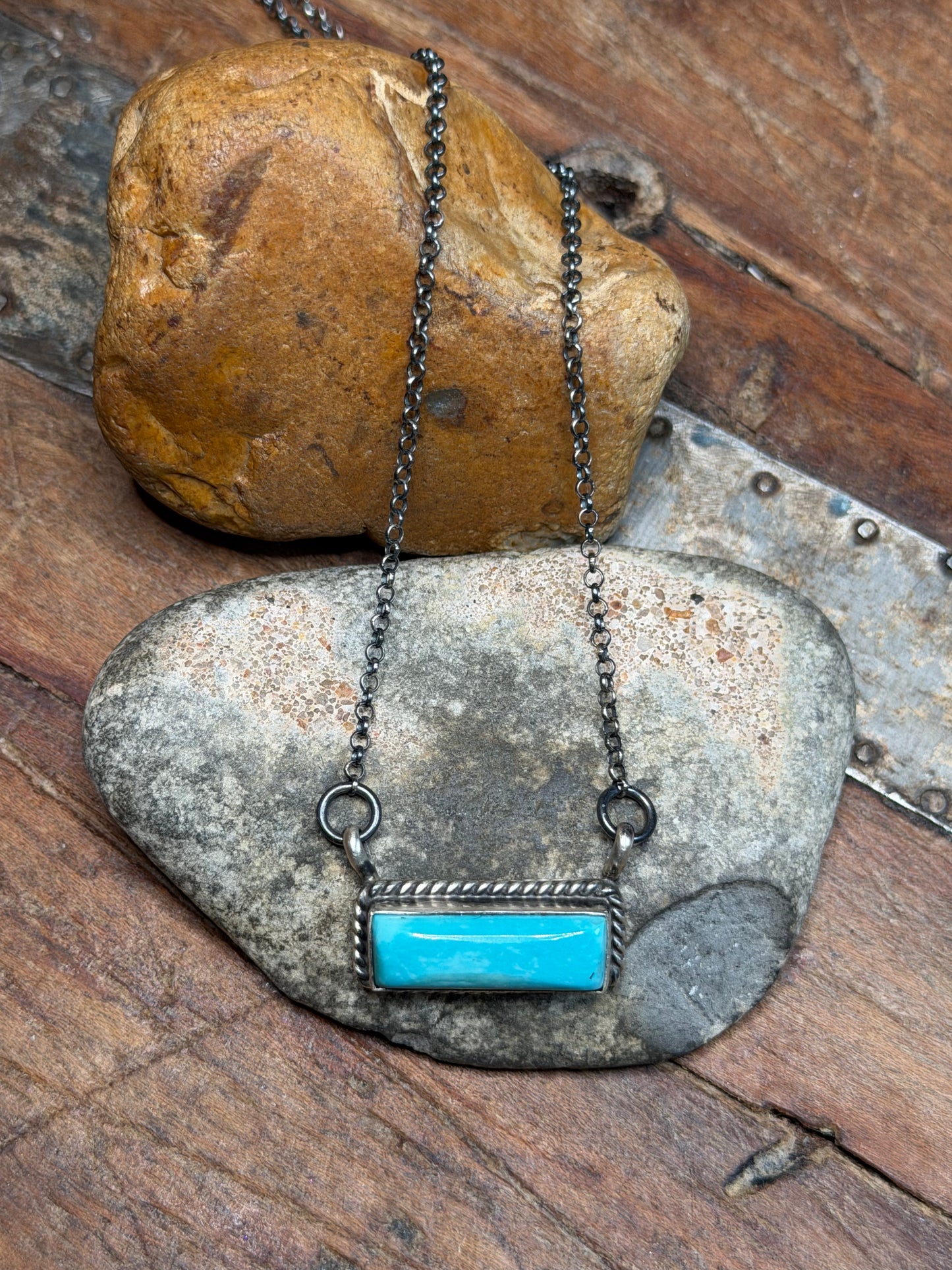 Regan - Turquoise Mini Bar Necklace - 17" Long
