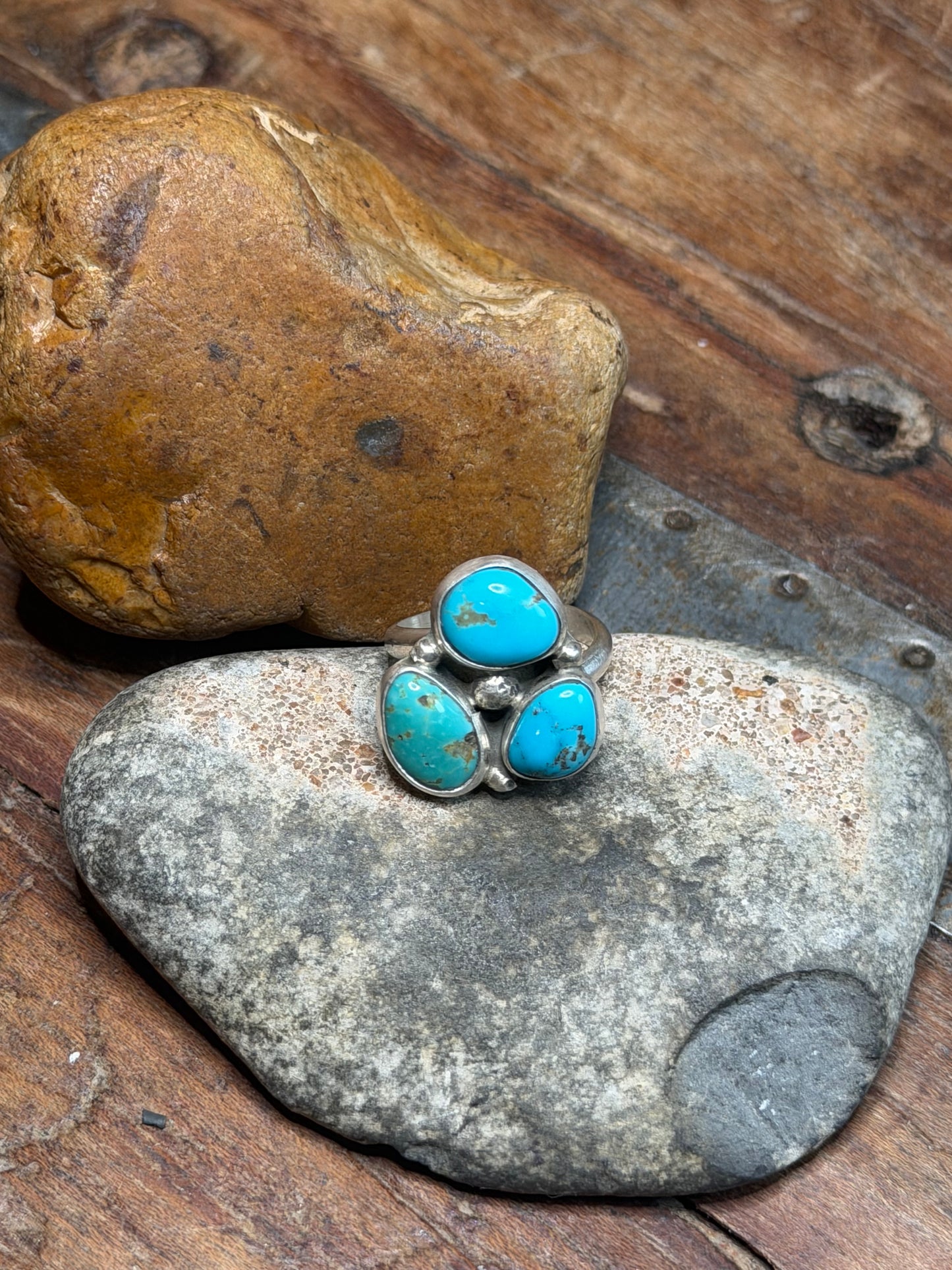 Melissa - 3 Stone Turquoise Adjustable Ring