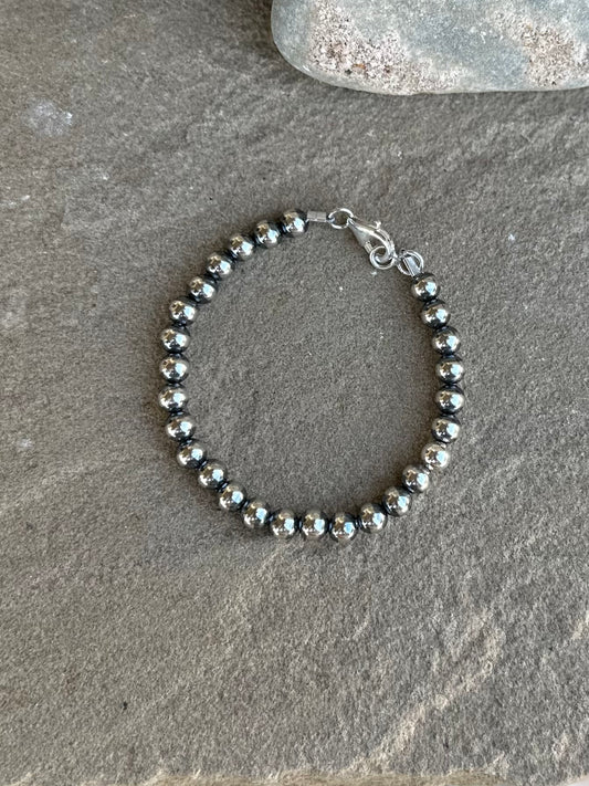 Sterling pearl bracelet 6 mm 7.5 inches long