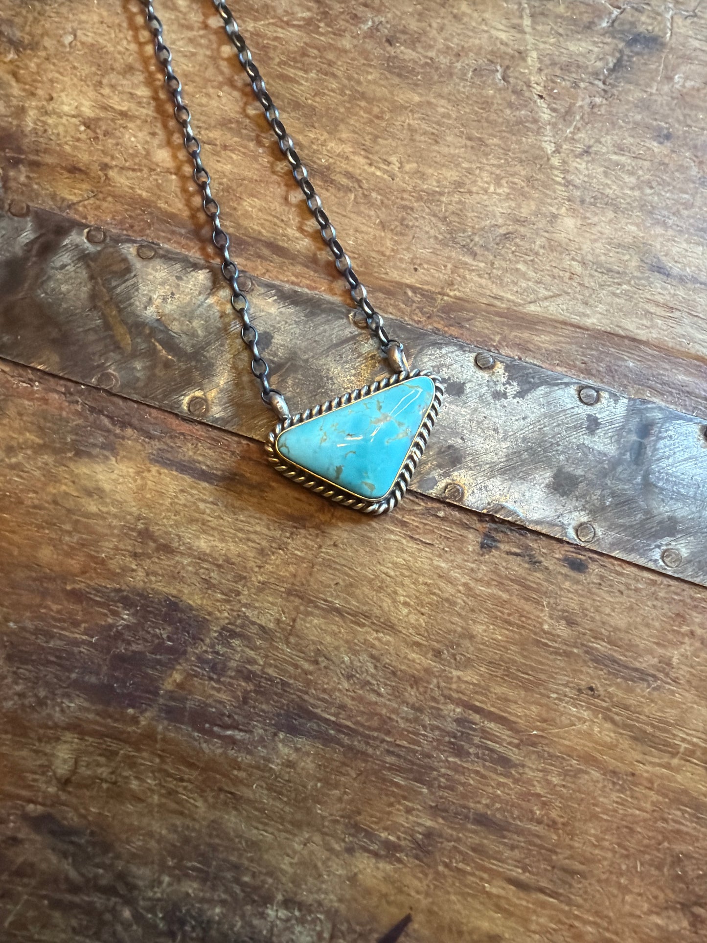 Lauren w triangle necklace 18 5/8 stamped by the artist