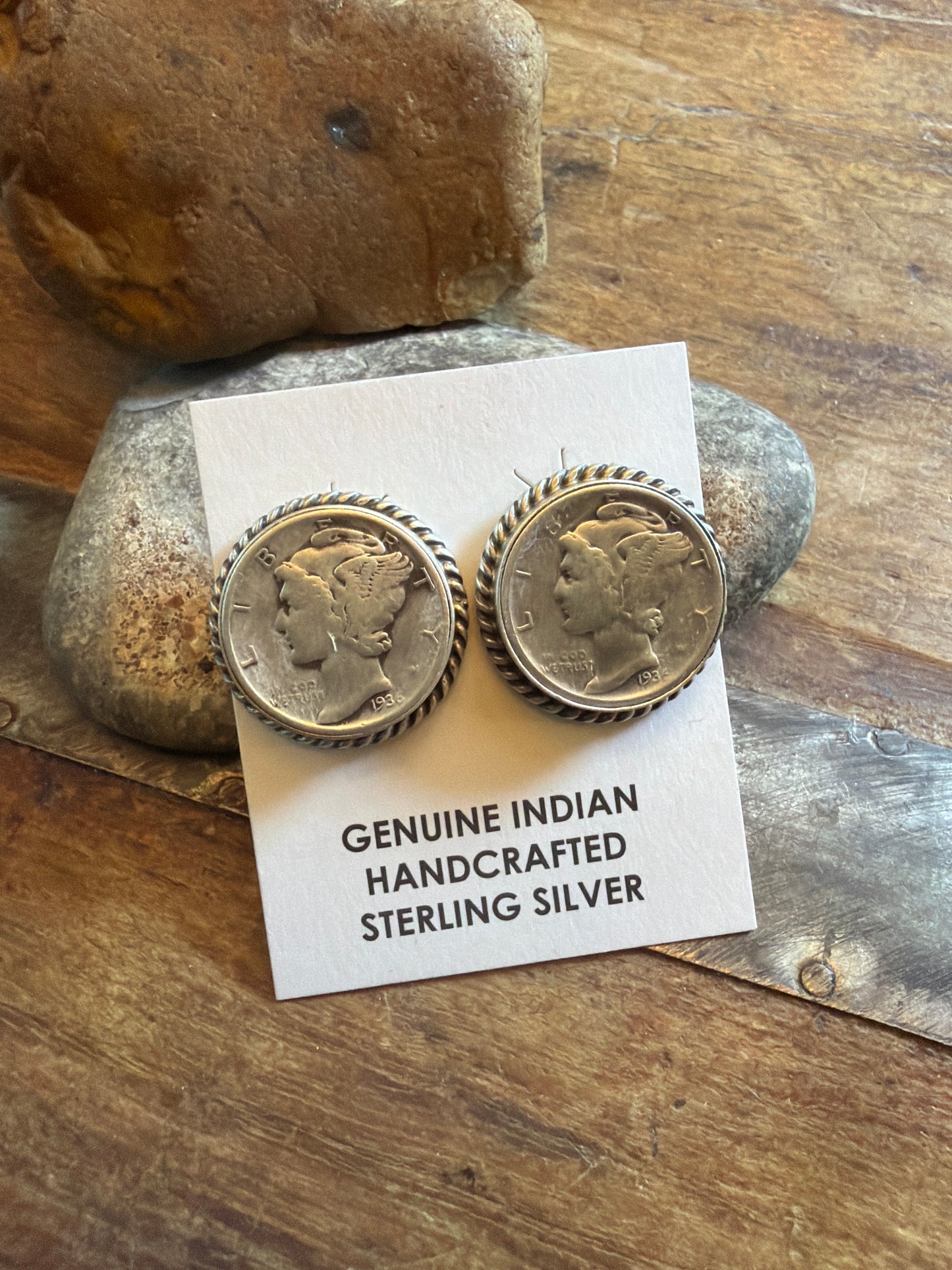 Joy coin earrings 1936 stamped by the artist