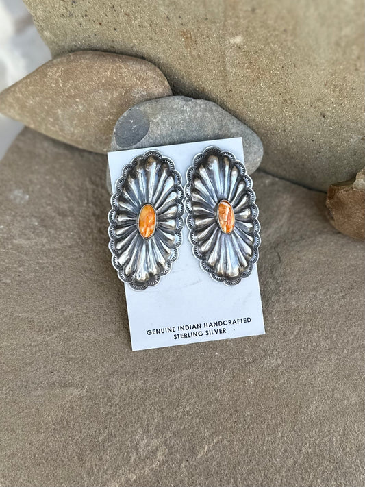 Rita Lee spiny oyster Concho earring