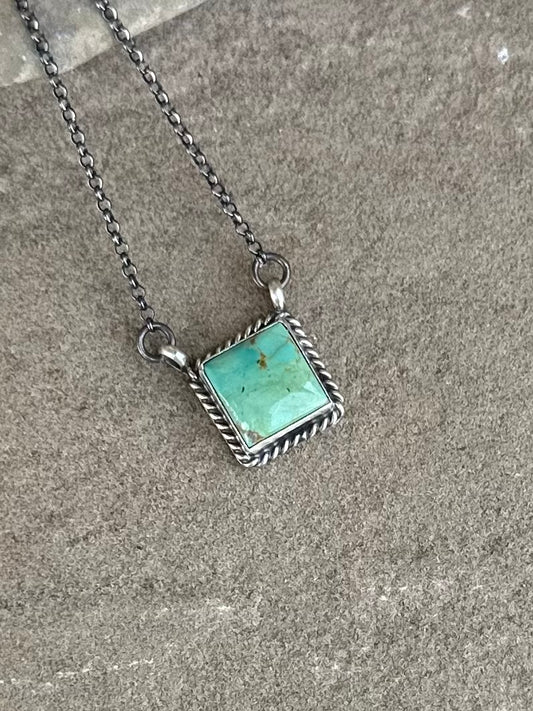 Green square necklace
