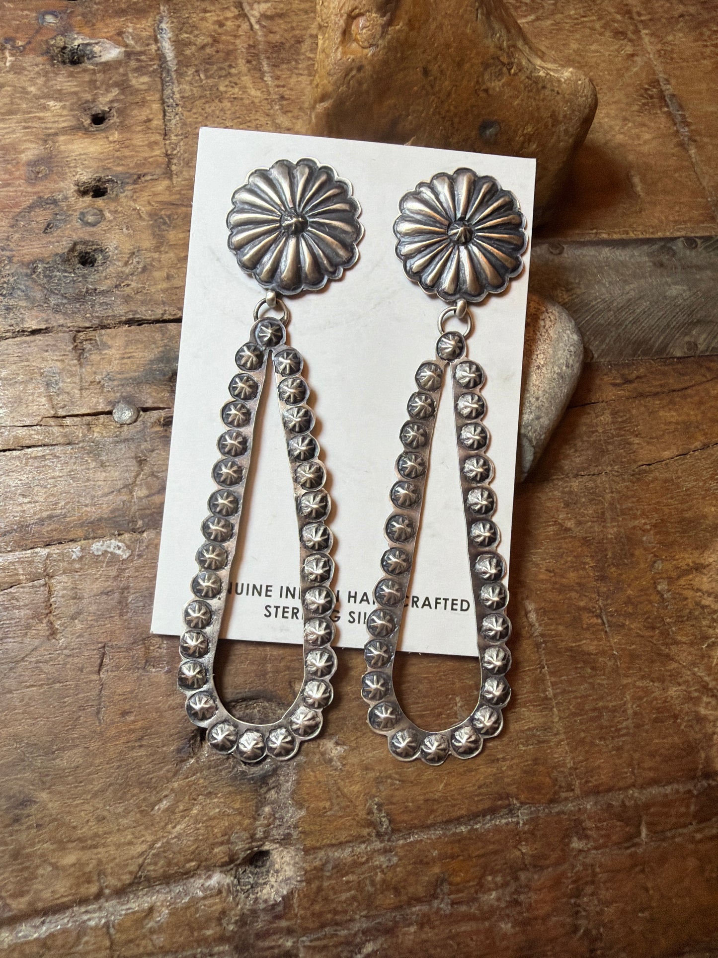 Rosalina/one-silver dangle earring stamped