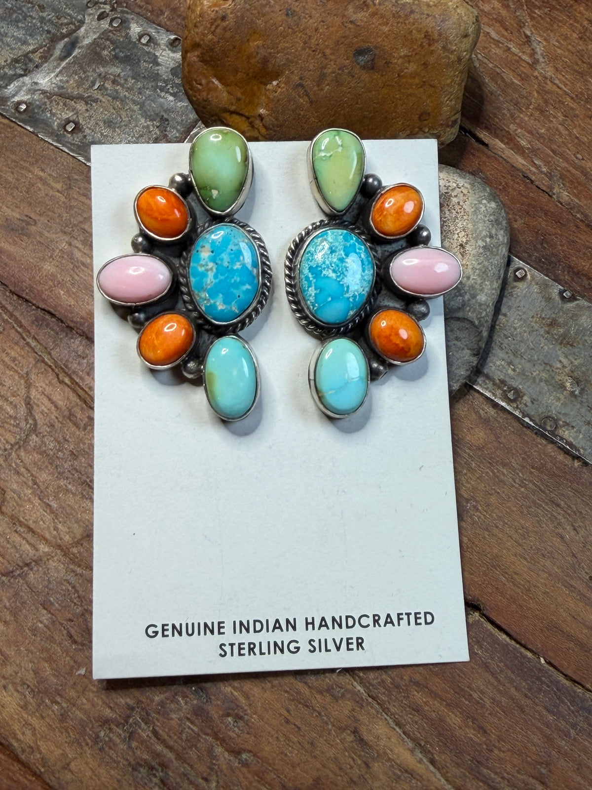 Jo P - Multi Stone Half Cluster Earrings
