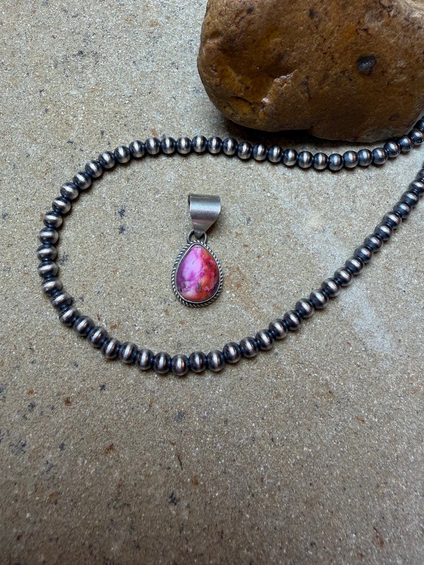 Sophia-2 item listing Mini pendant and machine made beads 4 mm 18 inch
