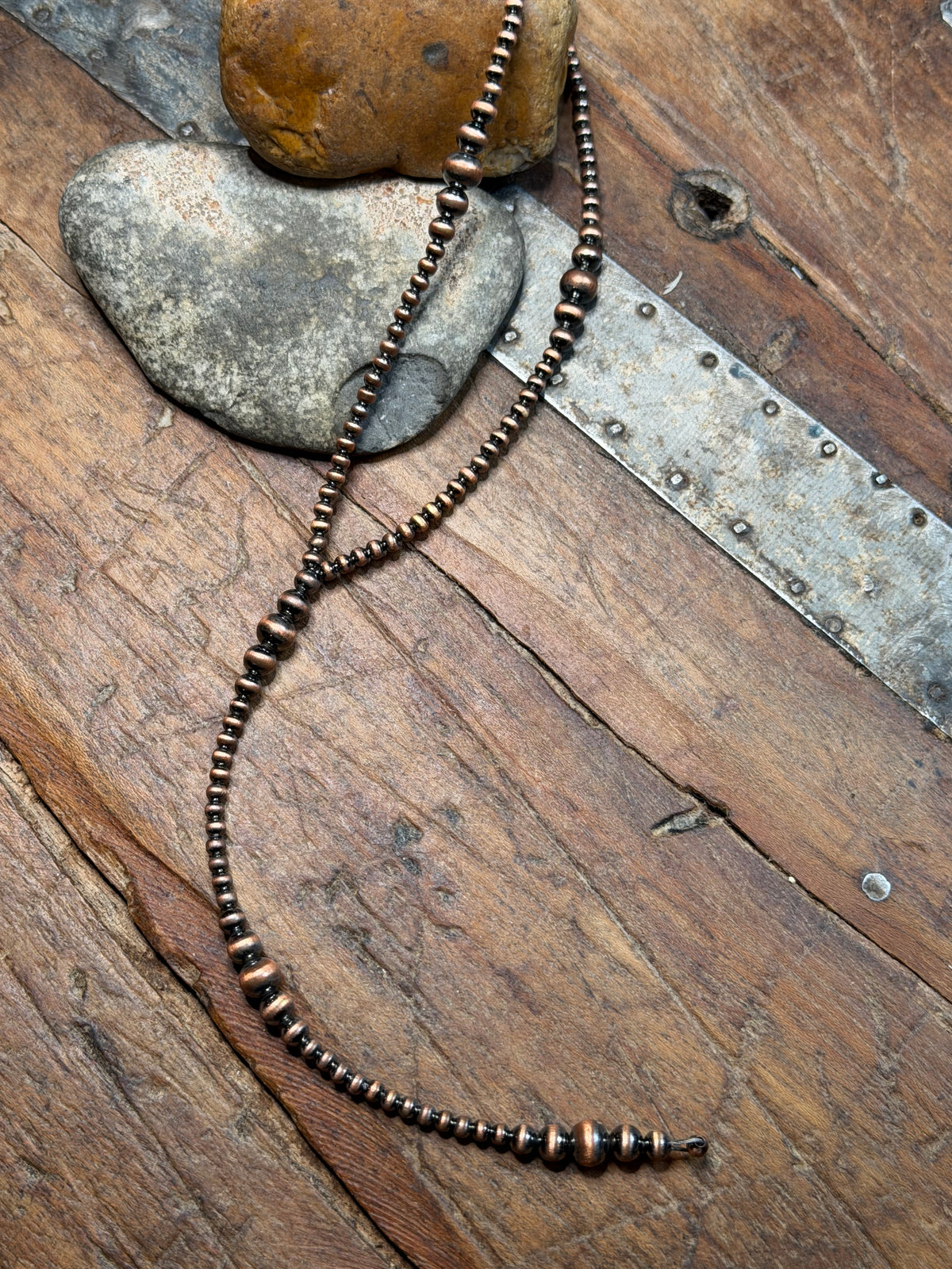 Stephanie B, Shawne, Stephanie H, Westcoast - 3mm to 6mm Machine Made Beaded Copper Lariat Necklace 18" to 20" Long