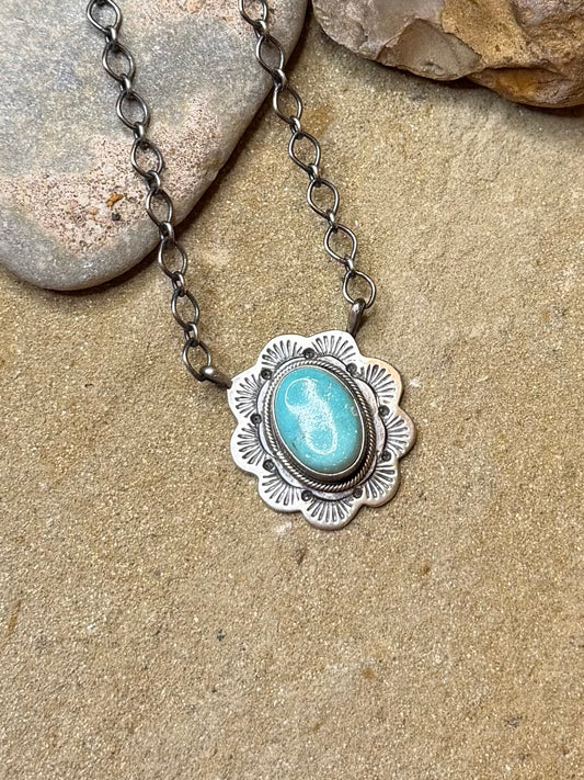 Turquoise necklace with silver Work ￼￼