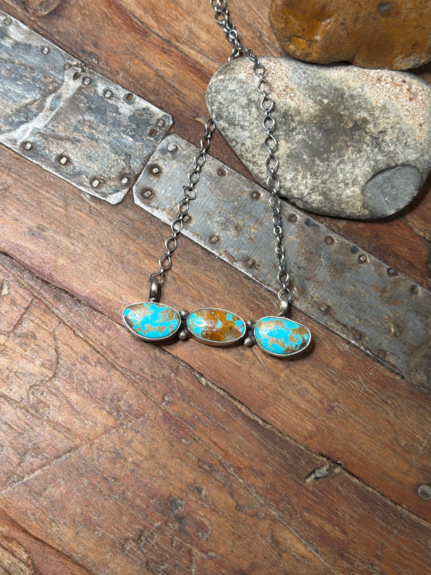 Sonya three stone bar necklace 19 1/4 inches long