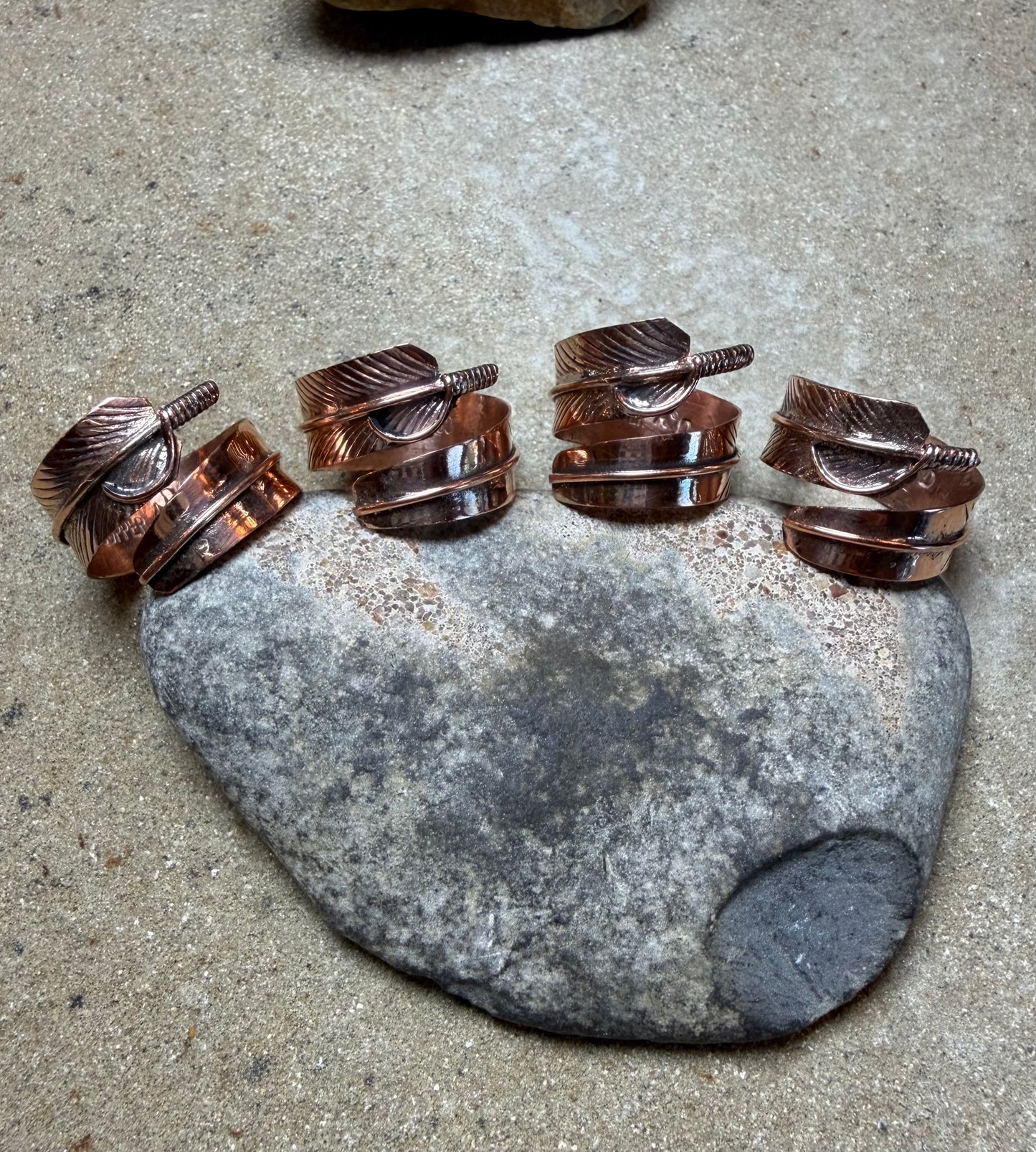 Bug, Inga, Catrina, Copper feather adjustable ring