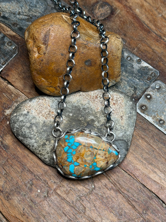 Cori Hard Times Ranch - Turquoise Large Stone Bar Necklace - 20.25" Long