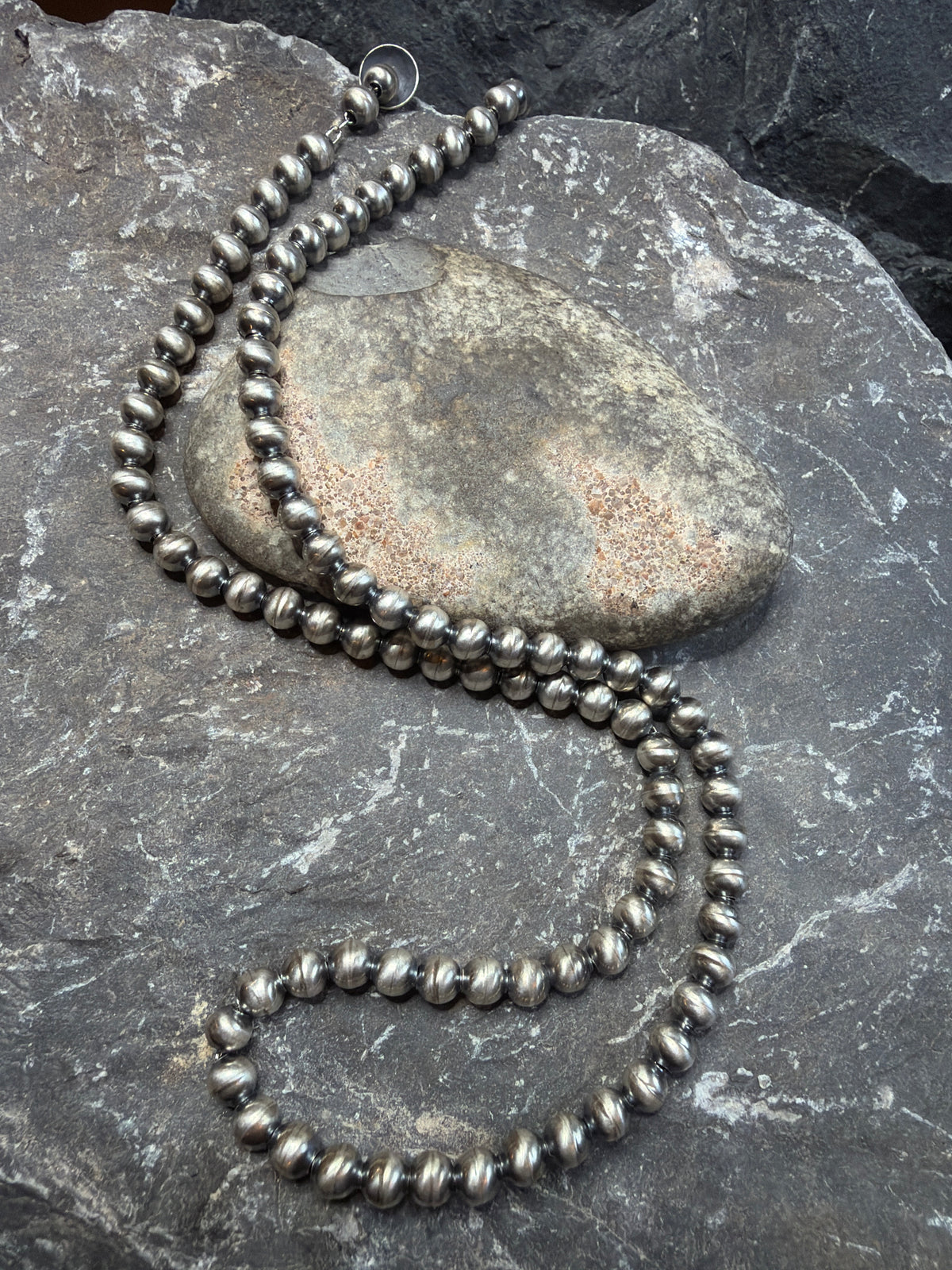 Gracie 5 mm 20 3/4 long handmade necklace stamped by the artist