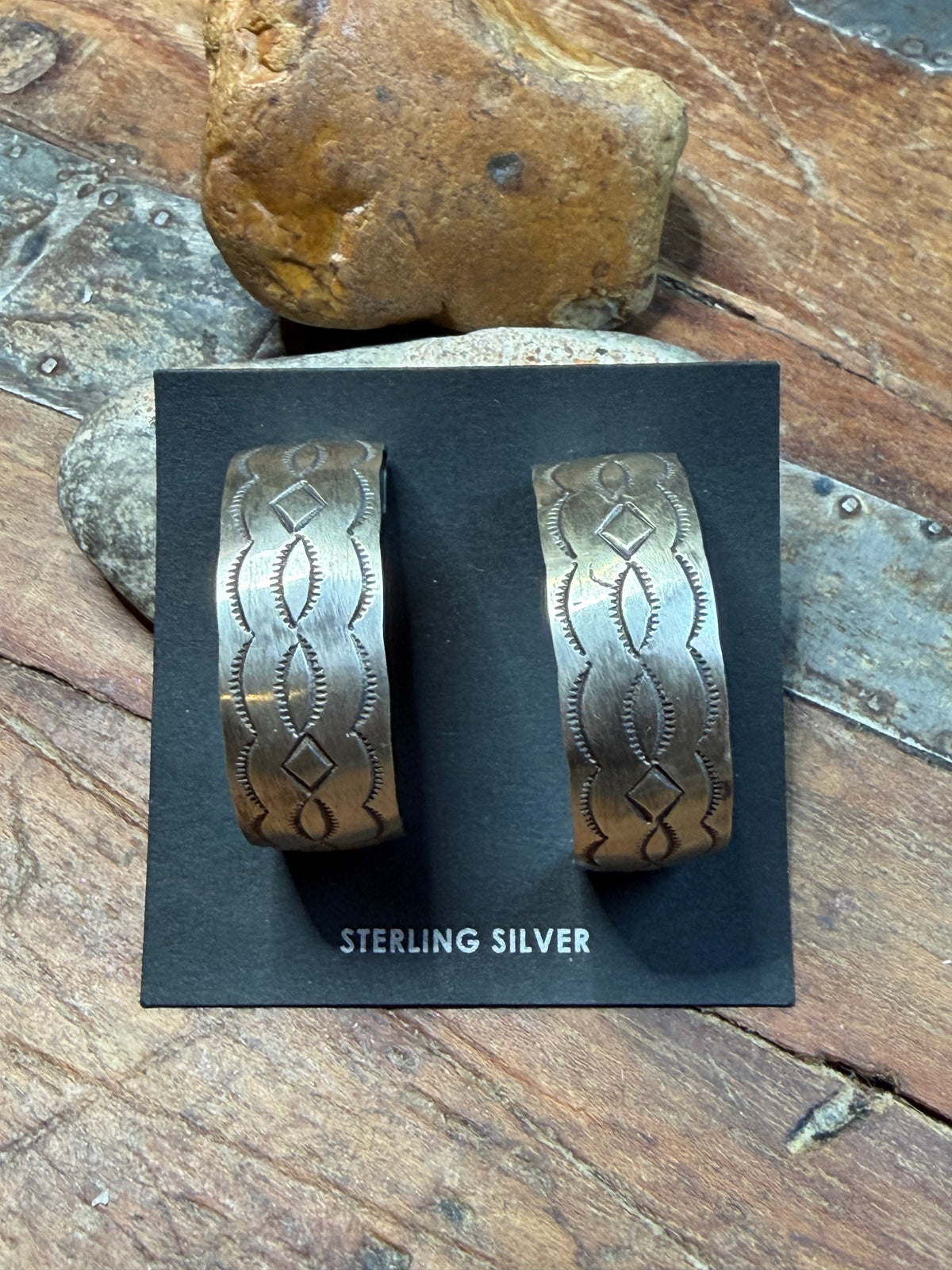 Jo P - Sterling Hoops w Stamping