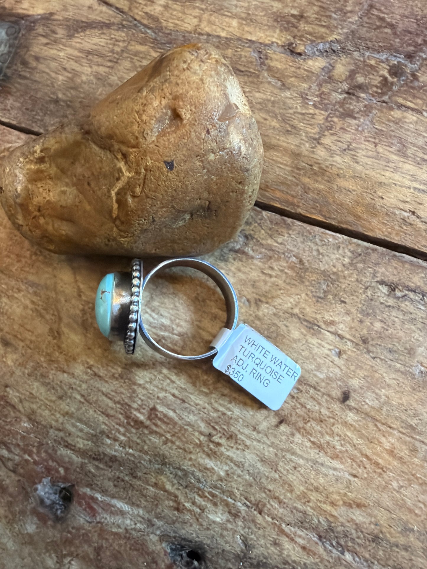Caitlin adjustable white water ring set to 8.5