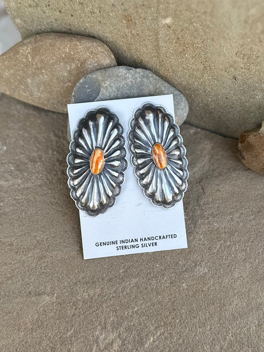 Rita Lee spiny oyster Concho earring