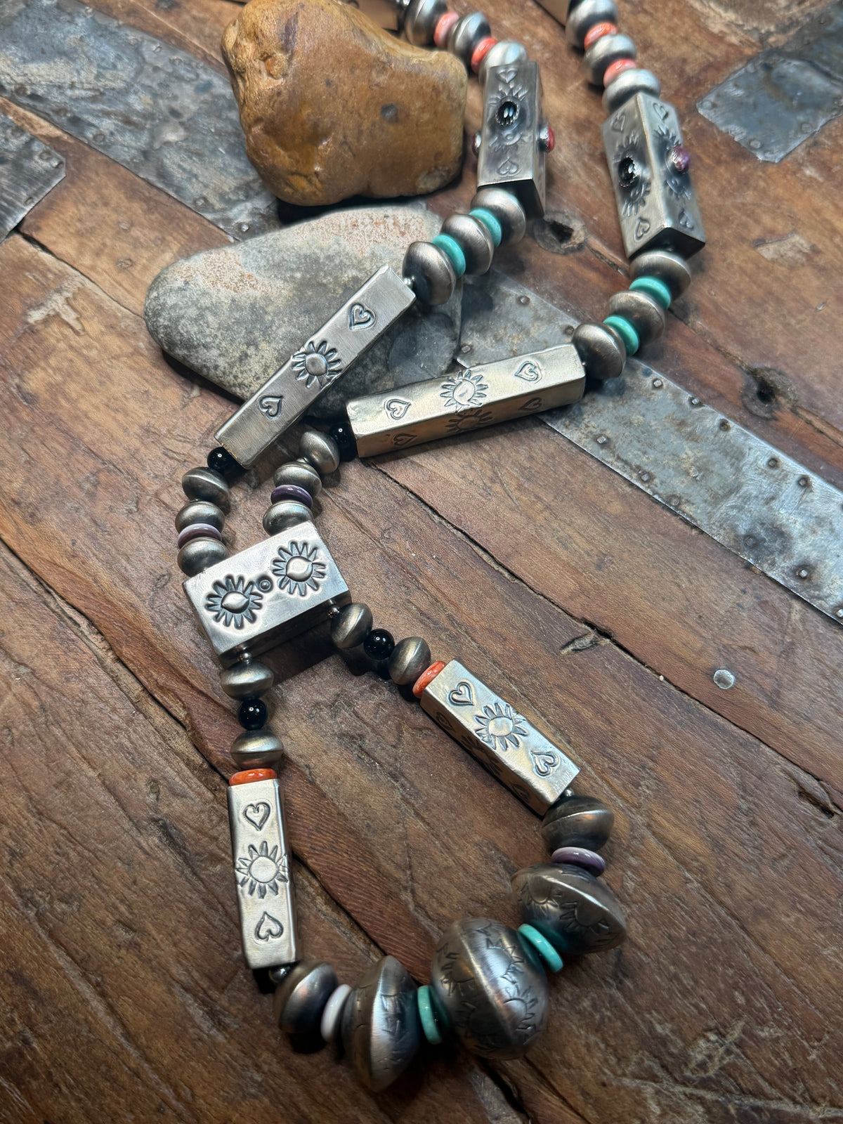 Stephanie Hall - Handmade Jacla Necklace w Earrings - Apx 27.5" Long