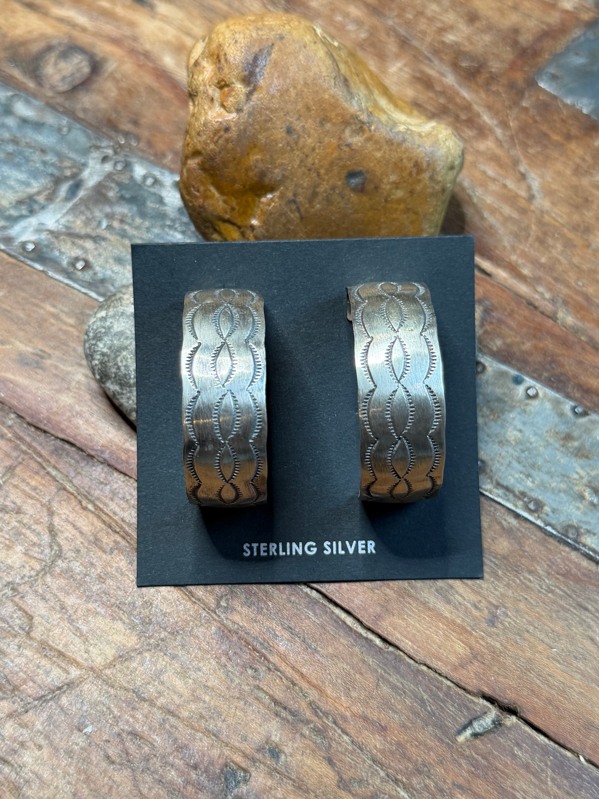 Cori - Hard Times Ranch - Sterling Hoops W Stamping