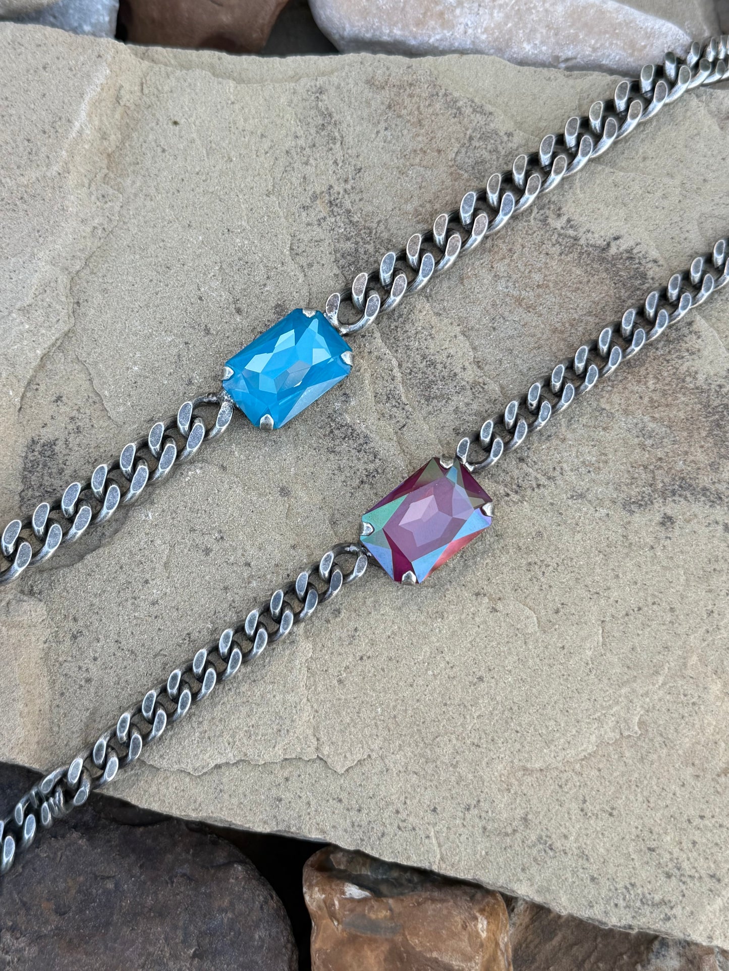 Marisa blue chunky chain necklace TOVA