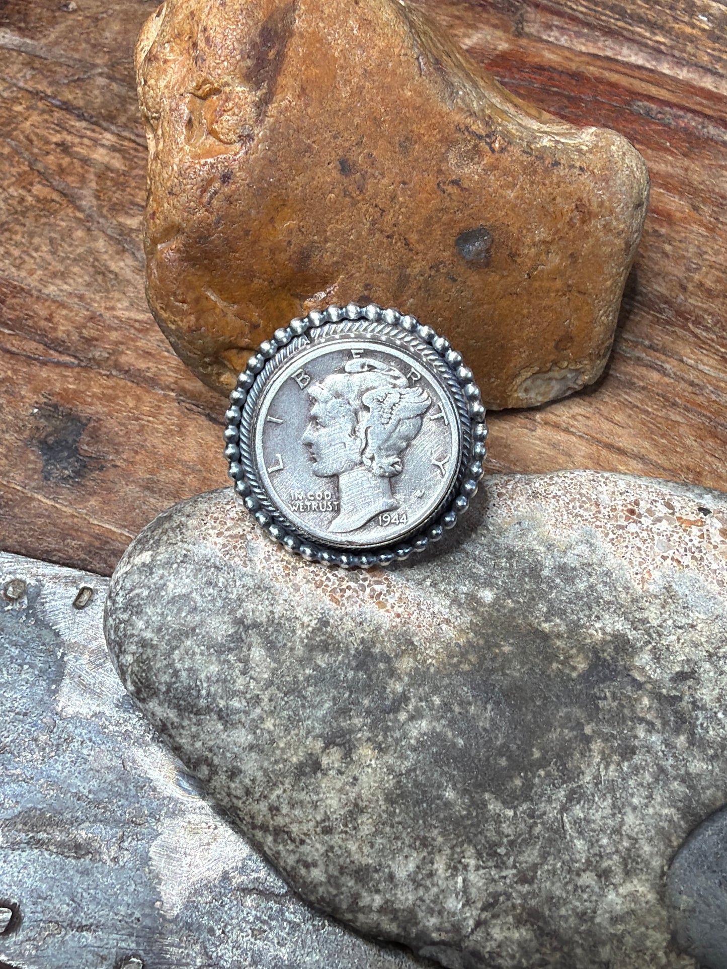 Christine 1944 adjustable ring stamped by the artist