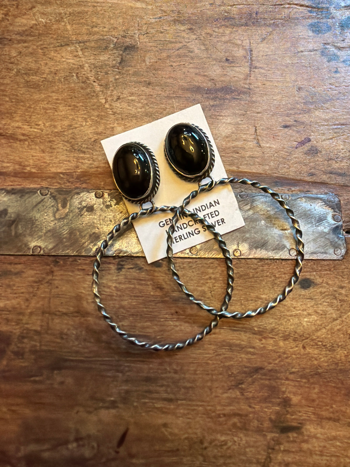 Deb black Onyx hoop earrings
