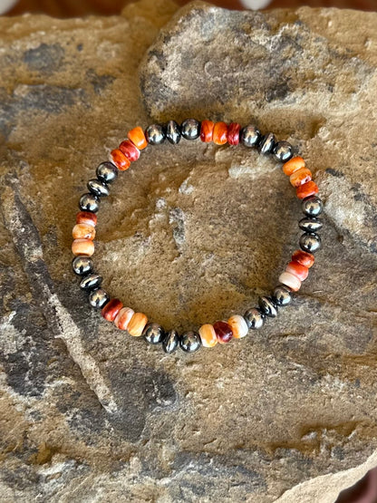 Sterling and spiny stretch bracelet