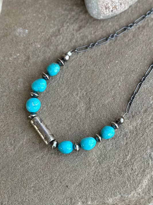 Turquoise beaded necklace 16 inch