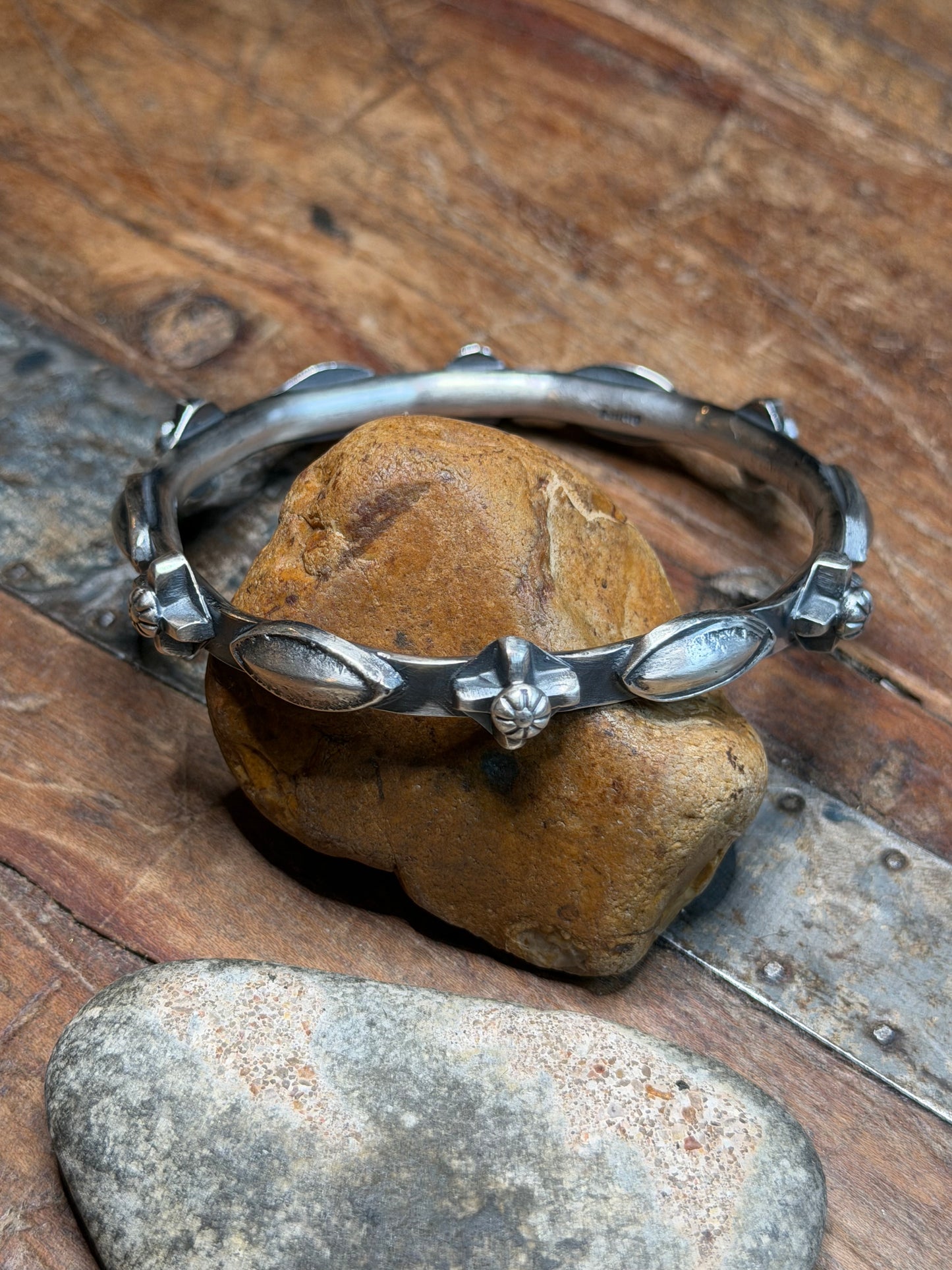 Crystal - Chimney Butte Sterling Cross Bangle