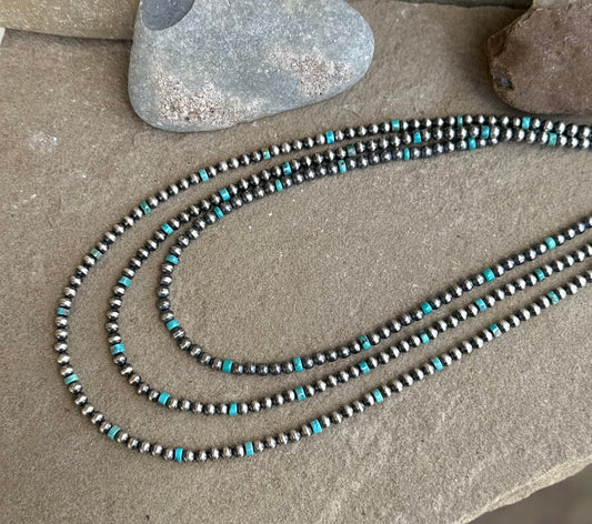 4mm sterling and turquoise necklace