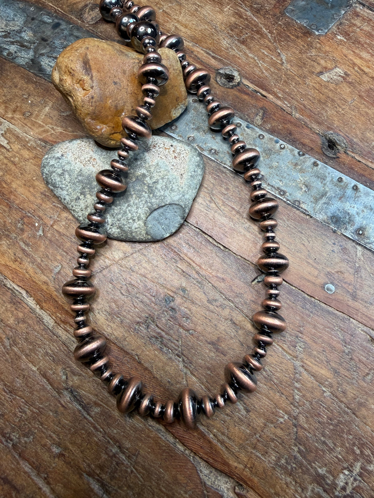 Cori Hard Times Ranch - 5mm to 13.5mm Graduated Machine Made Beaded Copper Necklace - 20.5" to 22-1/8" Long