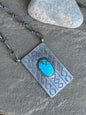 Statement bar necklace, Danny Henio 19 3/4 in length. Pendant 2 3/8 x 1 1/2“