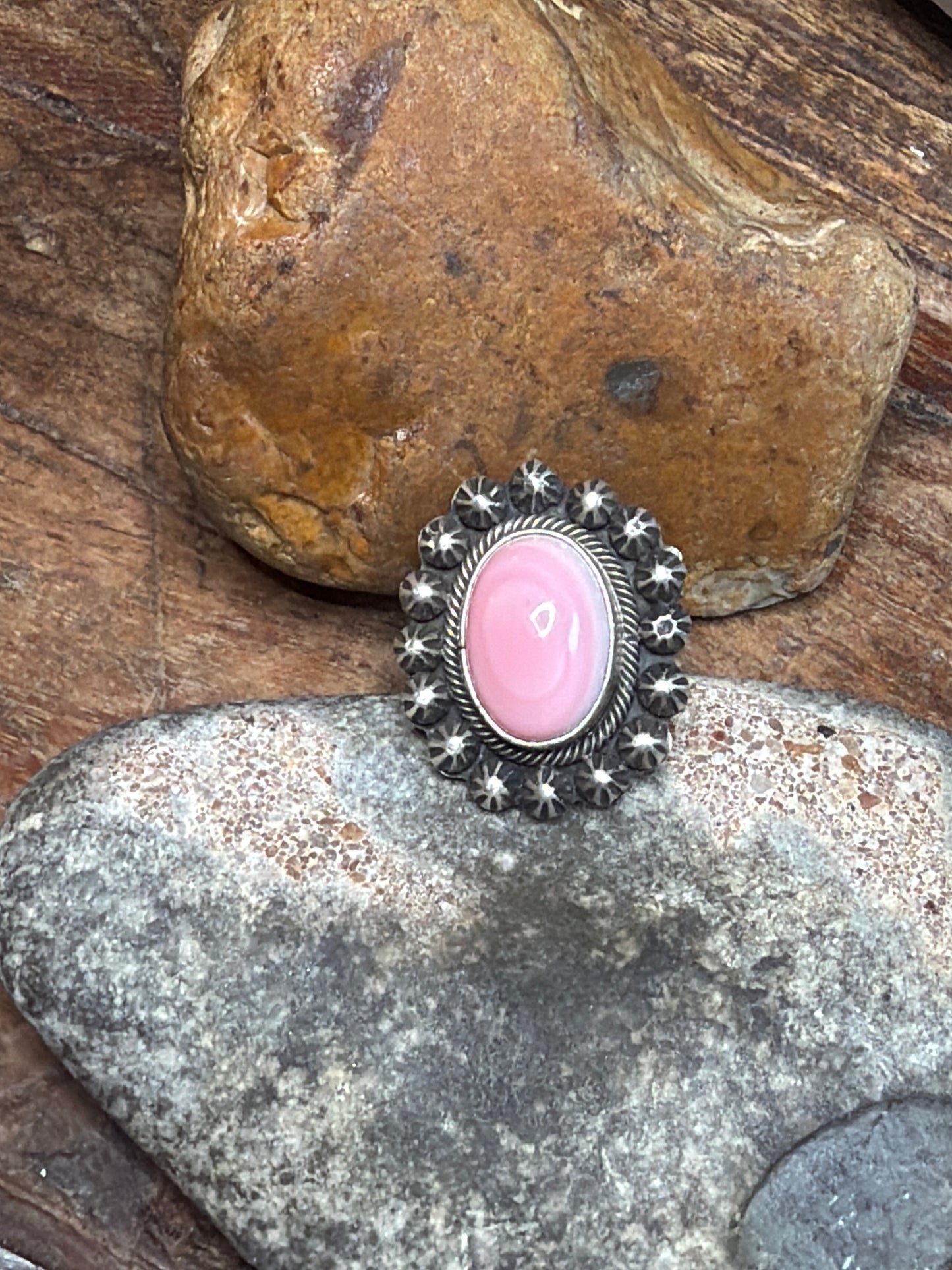 Ms voich pink conch adjustable ring