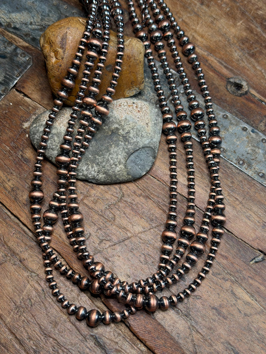 Cori Hard Times Ranch - 4.13mm to 8mm Machine Made Graduated Beaded Copper Necklace - 20-3/8" to 22.25" Long