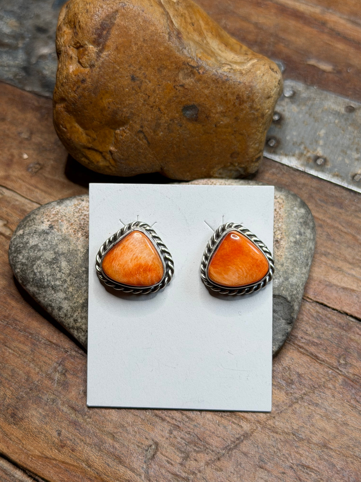 Shawne - Orange Spiny Stud Earrings