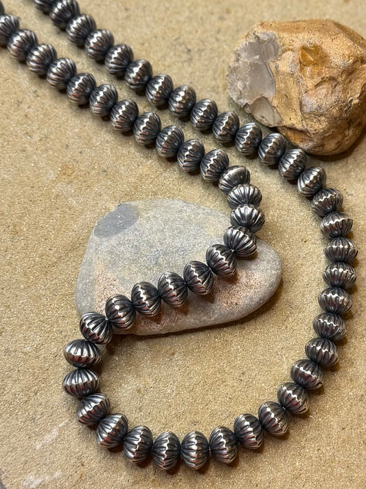 24 inch fluted bead necklace