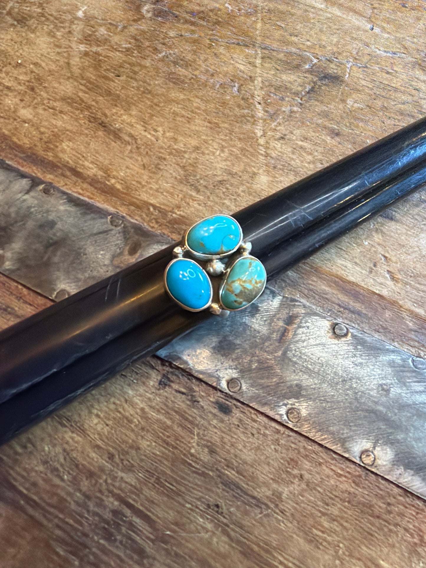 Toni three stone adjustable ring, stamped by the artist