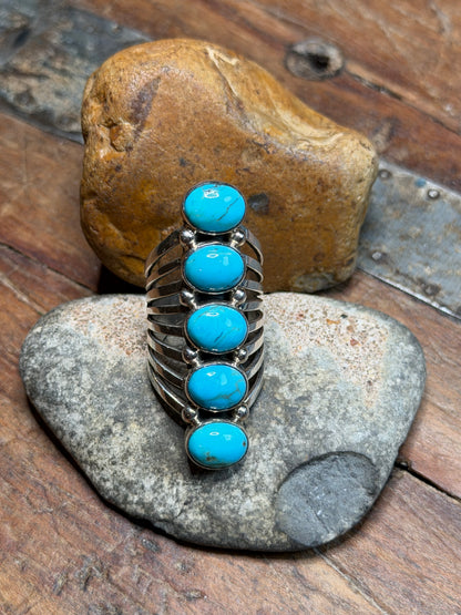 available 5 Stone Turquoise Ring - Size 8