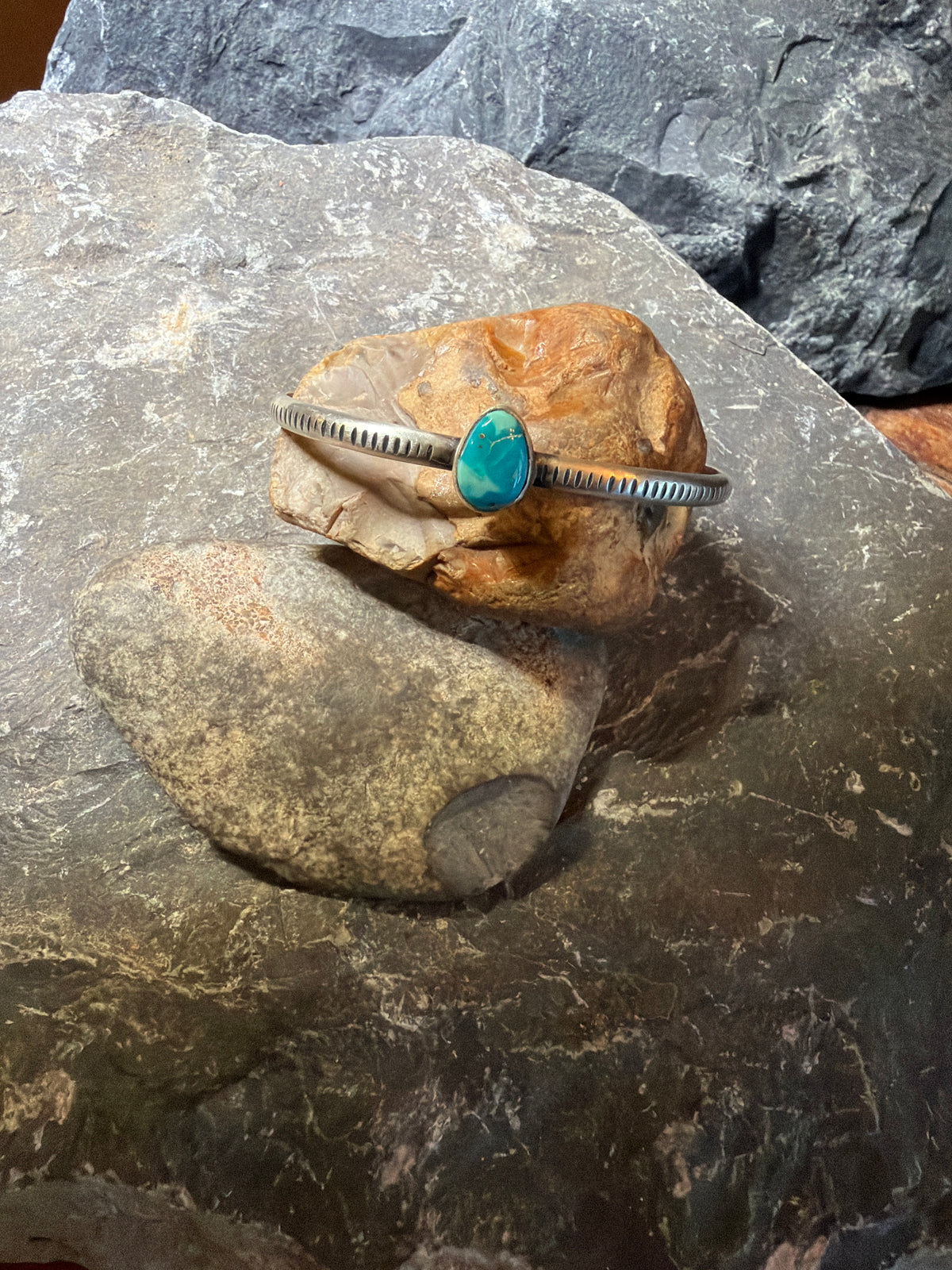 Vom turquoise cuff 6.5 inches stamped B Lee