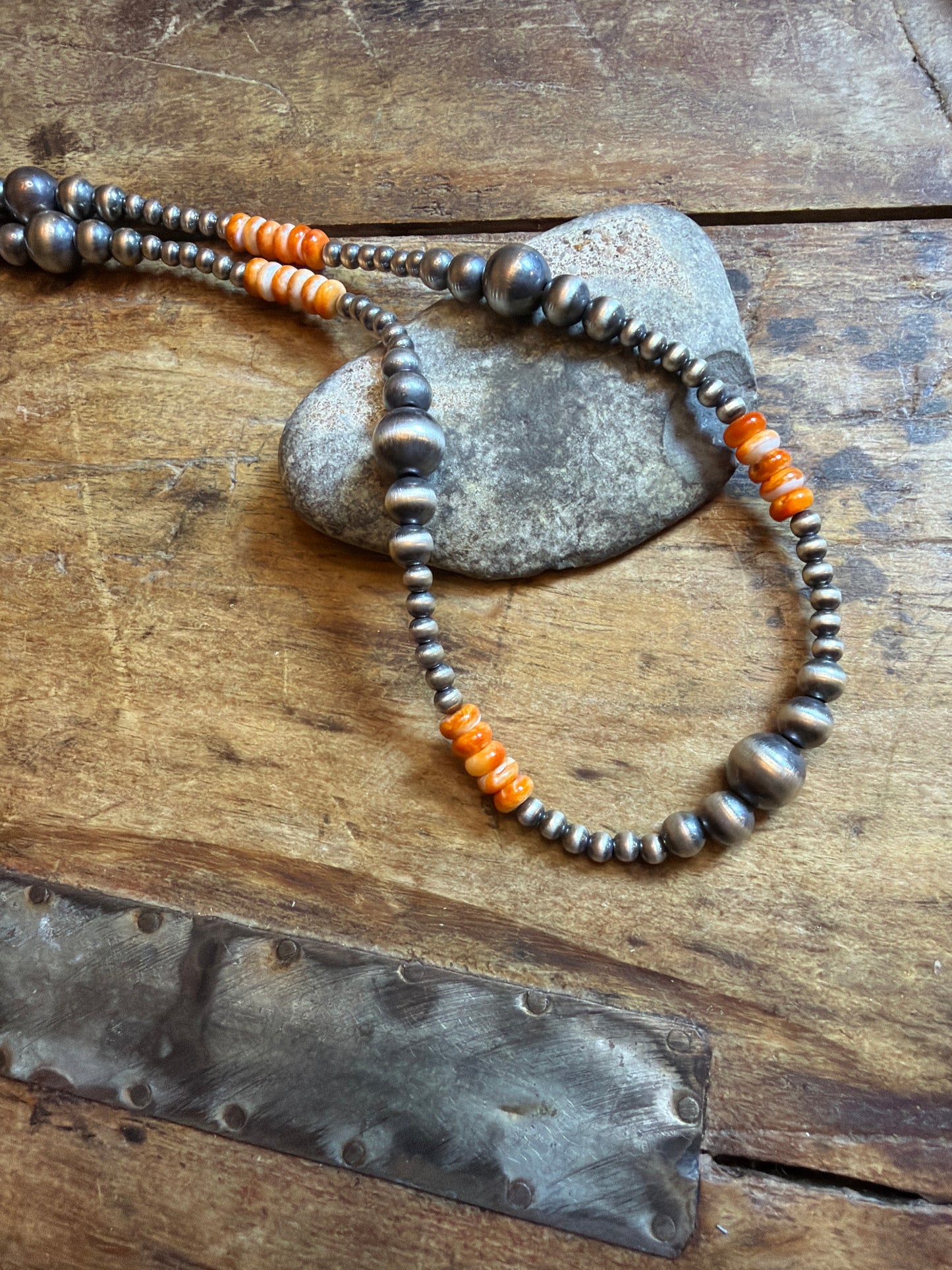 Rachel orange spiny machine made necklace with extender