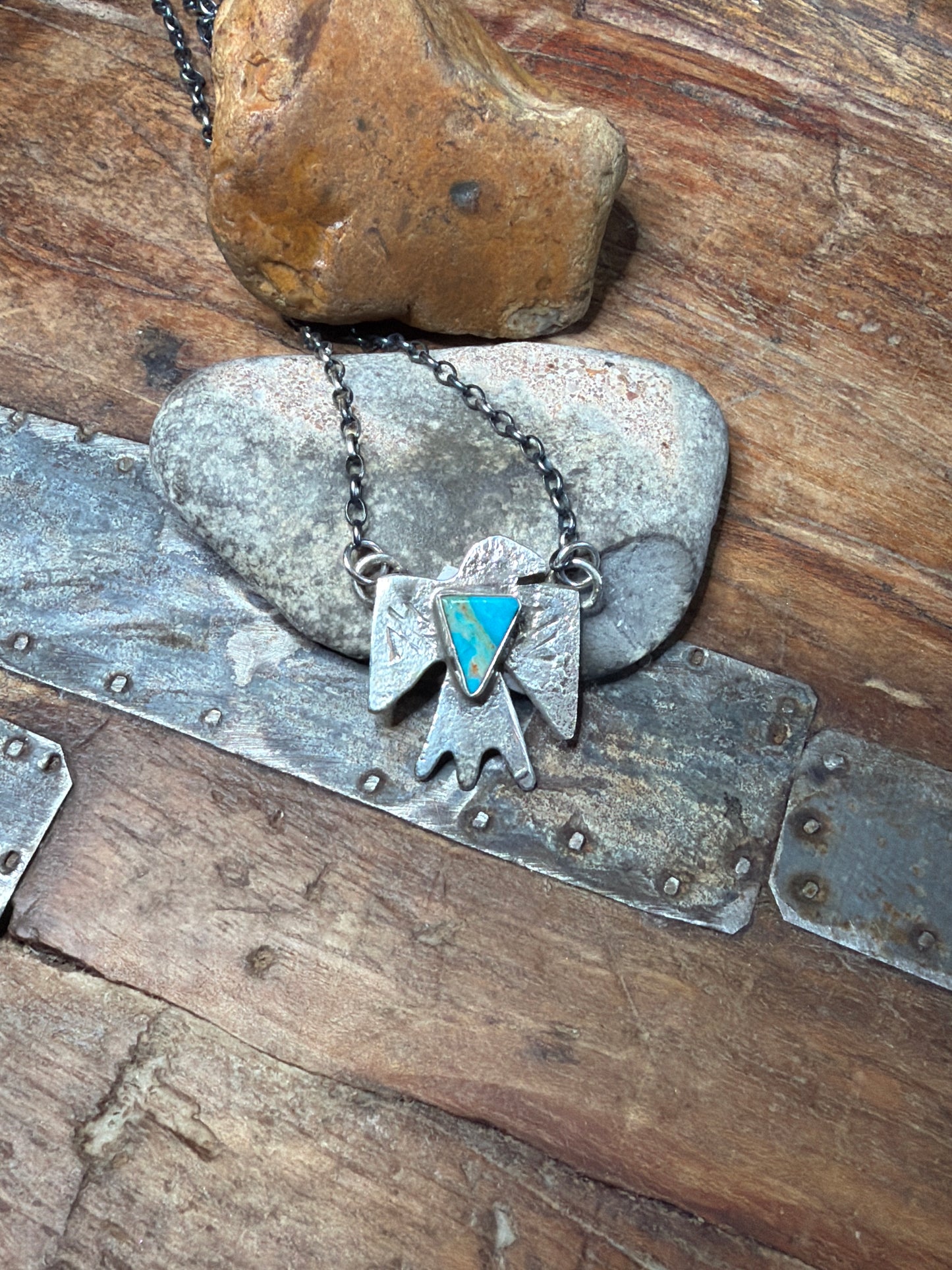 Kj thunderbird necklace stamped by the artist