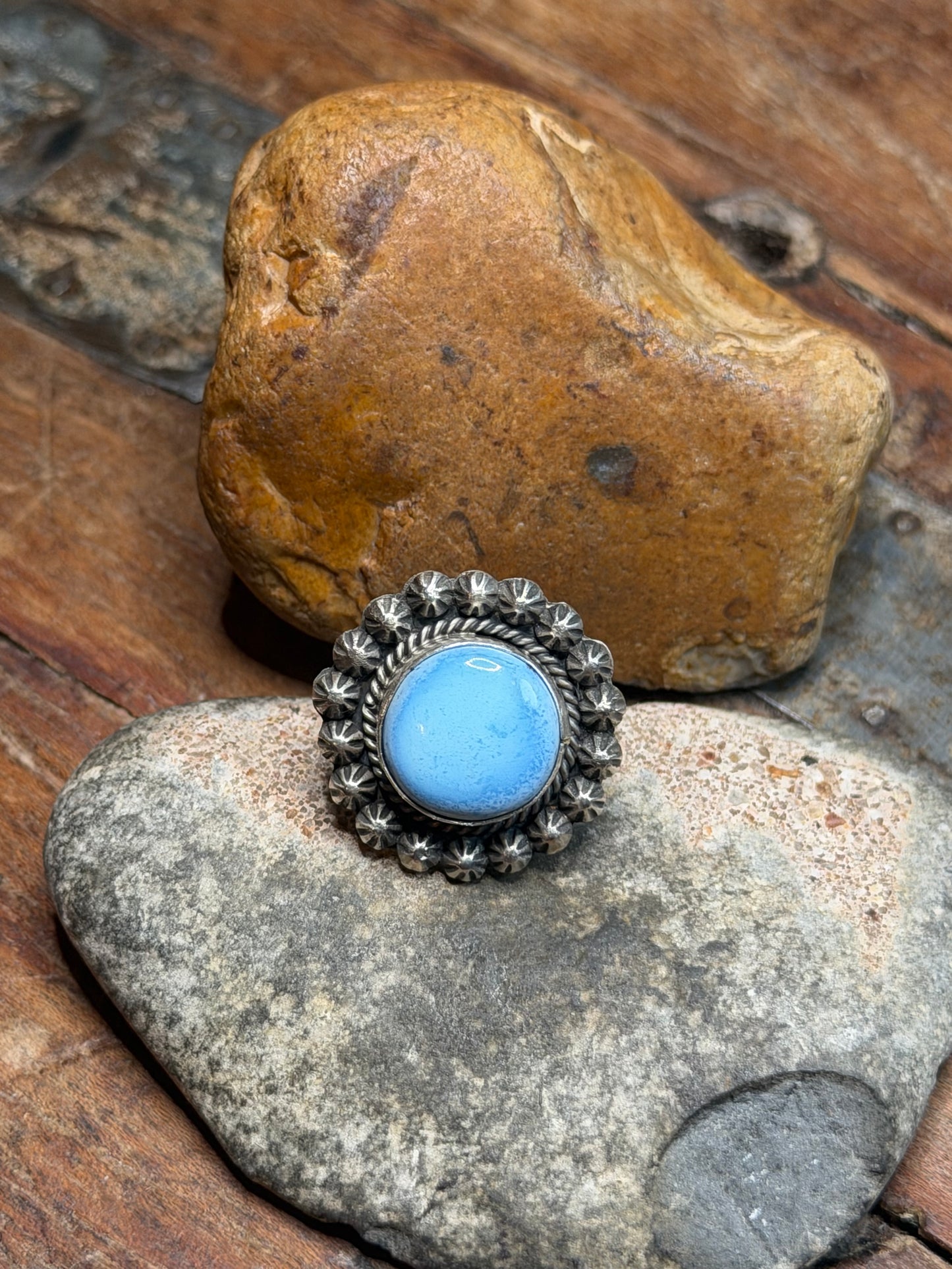 Tina Red Raider - Turquoise Round Adjustable Ring