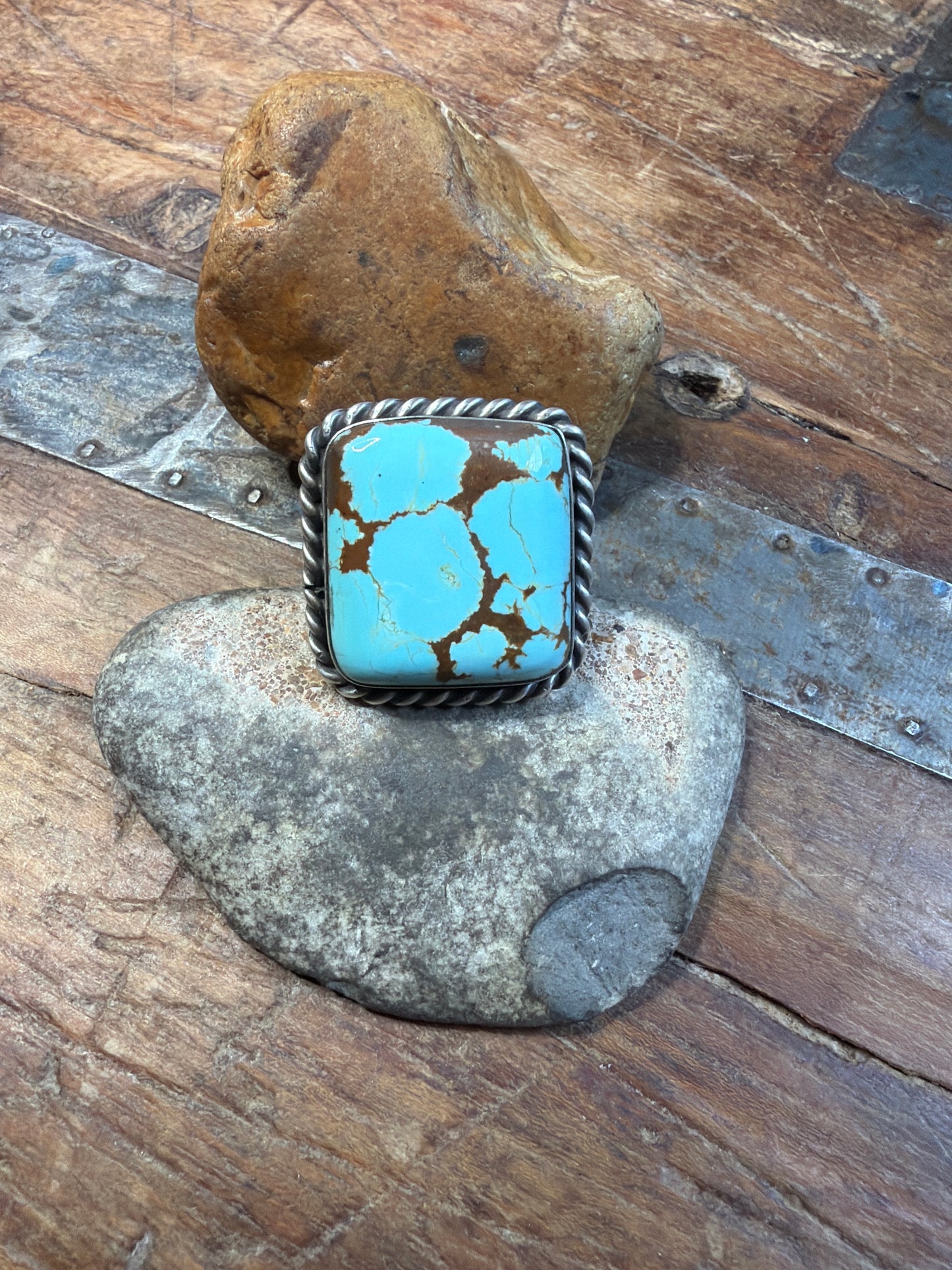 Melisa adjustable square ring stamped