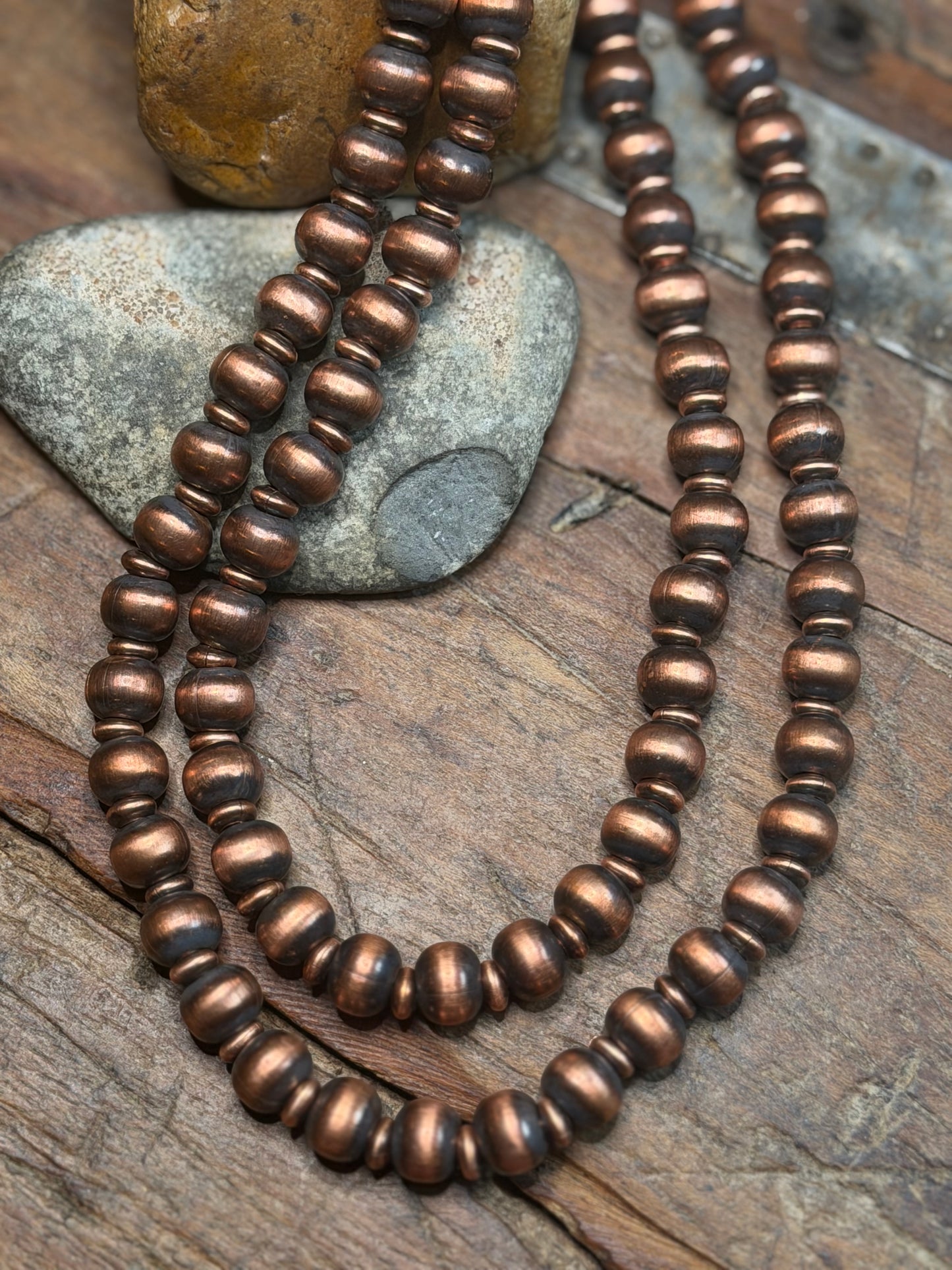 Jill - 6mm and 9.5mm Machine Made Beaded Copper Necklaces - 20" and 24" Long