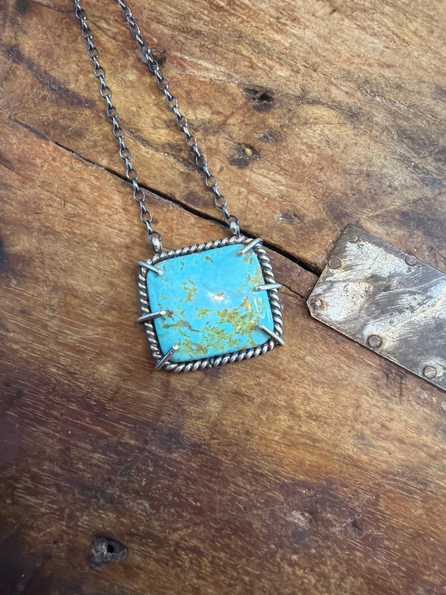 Kaci blunt square waterproof necklace stamped by the artist 18.5inch