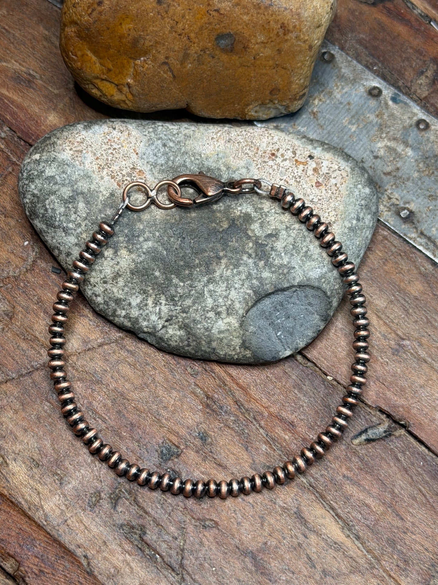 Westcoast - 3.42mm Machine Made Copper Beaded Bracelet - 7-5/8" Long