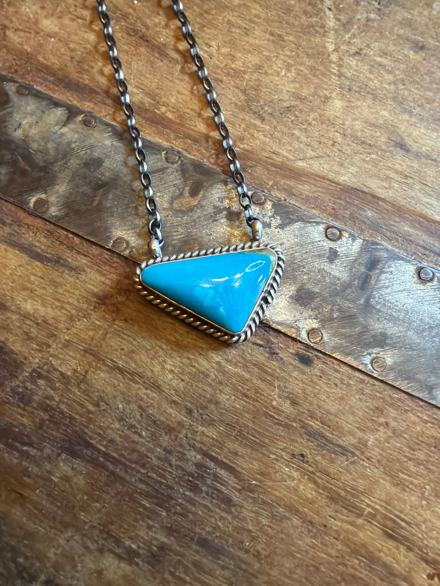 Jill triangle necklace stamped by the artist 18 3/8 ￼