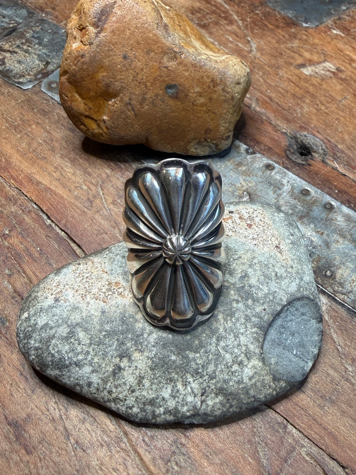 Amy - Sterling Concho Ring - Size 10